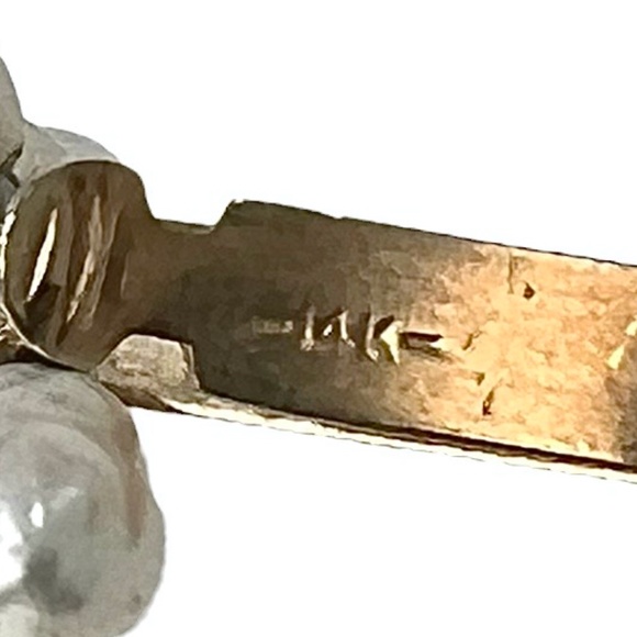 VINTAGE 8" LONG 5 STRAND RICE FRESHWATER PEARL WITH 14K BALL CLASP BRACELET - Picture 5 of 9